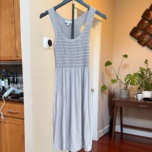 Remain Light Gray Backless Dress with smocked top